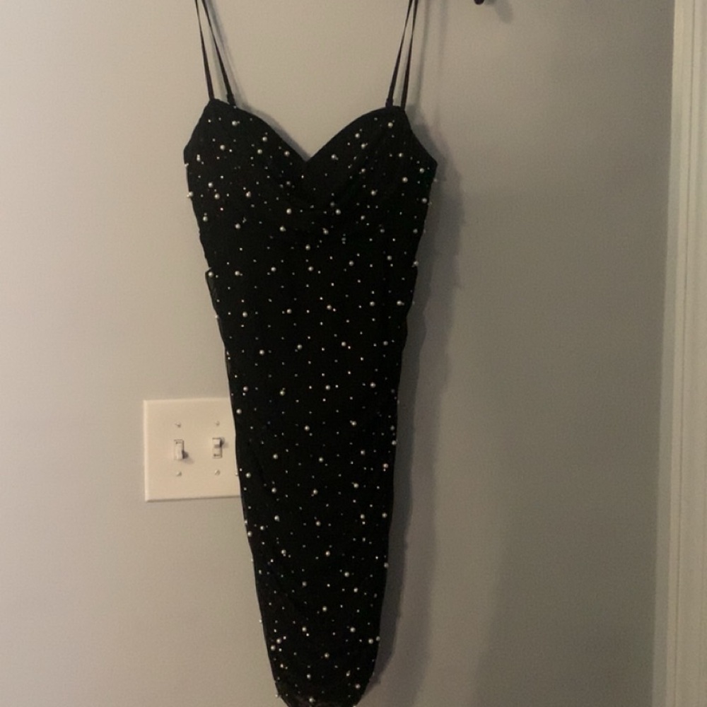 Honey and Rosie Black Mini Dress with White Dots